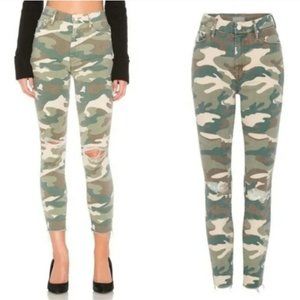 MOTHER High Waisted Looker Ankle Fray in See Me Green Camo Camouflage Size 26